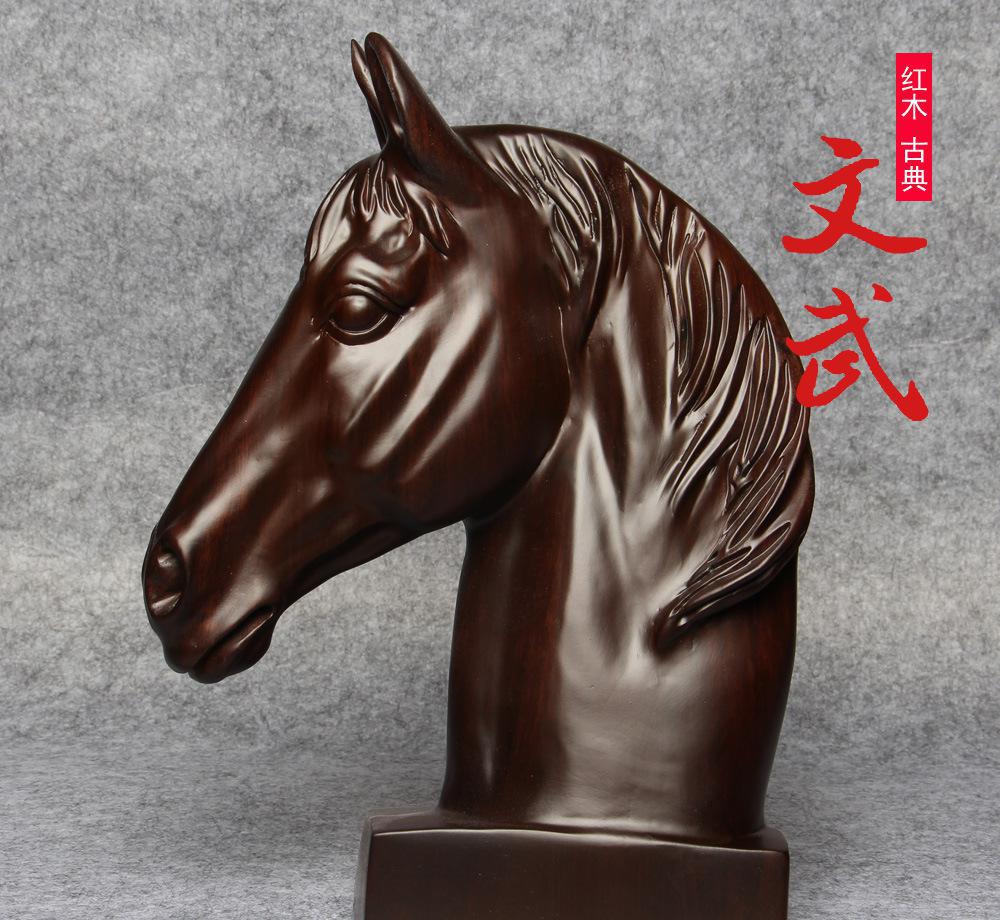 黑檀木雕马首是瞻摆件 红木工艺品 马年礼品